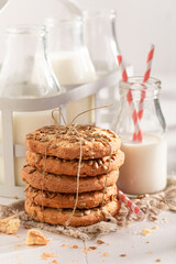 Tasty sunflower seed cookies as after school milky snack.