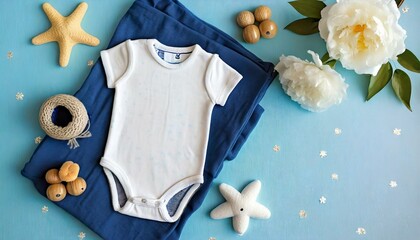 White Onesie, Romper or Bodysuit for Babies - Baby Celebration Announcement or Product Placement - Mockup for Naming