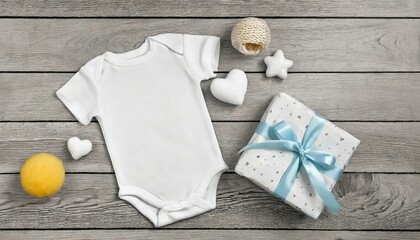 White Onesie, Romper or Bodysuit for Babies - Baby Celebration Announcement or Product Placement - Mockup for Naming