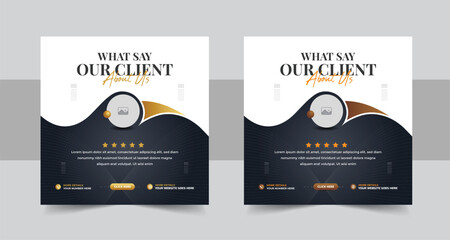 Modern client testimonials or creative customer feedback social media post or web banner template design layout vector