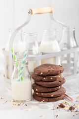 Traditionally and tasty chocolate cookies with white chocolate chip.