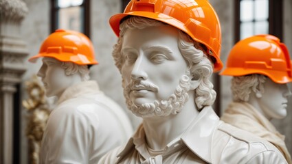 marble statue in caste, building concept - obrazy, fototapety, plakaty