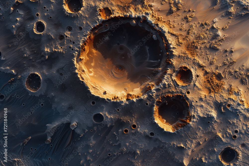 Poster incredible surface of a distant unknown exotic planet. background image. created with generative ai 