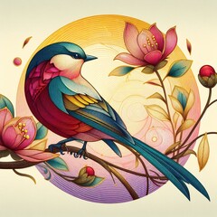 Exquisite bird interior decoration painting	
