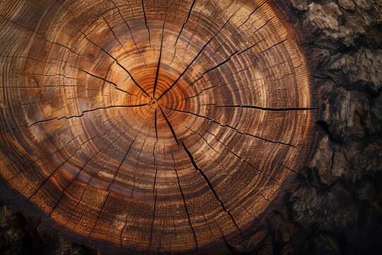 Close-Up of Cross Section of Tree Trunk