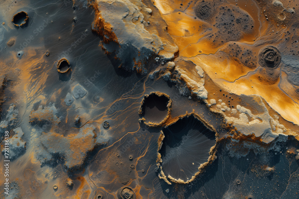 Poster incredible surface of a distant unknown exotic planet. background image. created with generative ai 