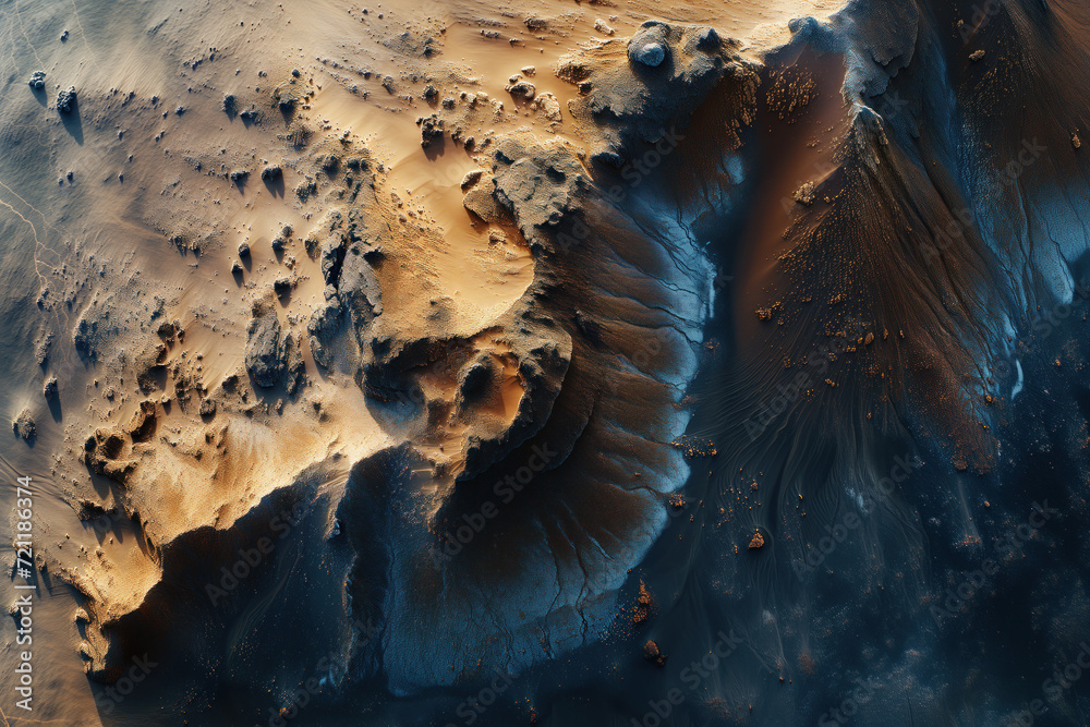 Poster incredible surface of a distant unknown exotic planet. background image. created with generative ai 