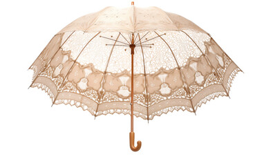 Delicate Lace Parasol Highlighting Its Classic and Detailed Craftsmanship Isolated on Transparent Background PNG.