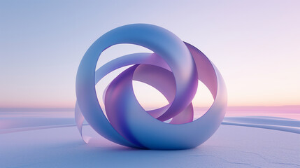 Fototapeta premium 抽象的な彫刻3Dの画像 円形のミニマリズムシンボル 青紫色 An abstract 3d circular symbol. Purple and blue based wallpaper background [Generative AI]