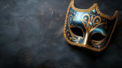 a blue and gold mask - obrazy, fototapety, plakaty