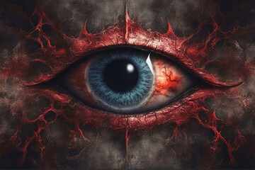 Close up of a bloodshot eye.	 - obrazy, fototapety, plakaty