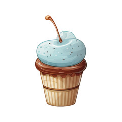 Party Cupcakes Mixed Fruit Cupcakes Various flavors of cupcakes and ice cream, various flavors of soft cream, lemon, blueberry, strawberry, orange, cherry, vanilla, milk, chocolate, illustrations