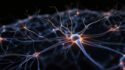 Neurons or brain nerve cells form part of the nervous system which process and transmit information by electrical and chemical signalling