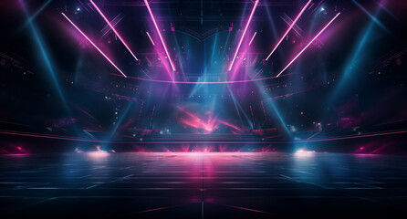 stage with beams and spotlights on the floor