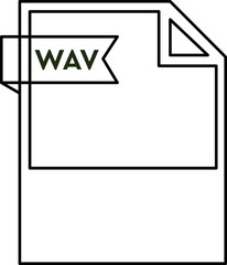 WAV File format icon  black outline and light color text