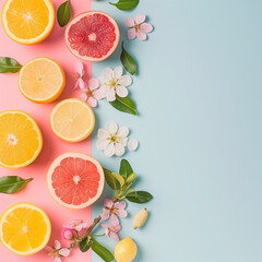 Healthy mix on a pastel background.