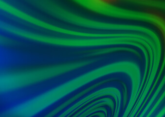 Light Blue, Green vector background with curved circles. Shining crooked illustration in marble style. The elegant pattern for brand book.