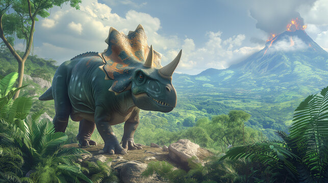 AI imagination of a Chasmosaurus dinosaur. AI generated