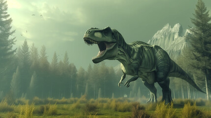 AI imagination of a Tyrannosaurus Rex dinosaur. AI generated.
