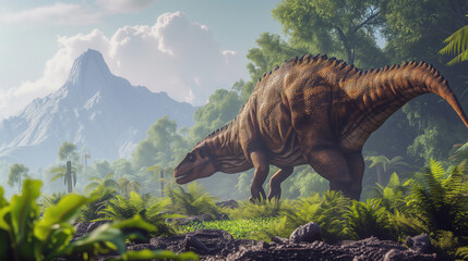 Fototapeta na wymiar AI imagination of a Gigantosaurus dinosaur. AI generated