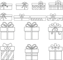 Gift box icon big set. Christmas gift icon. Surprise gift boxes collection. Stock vector