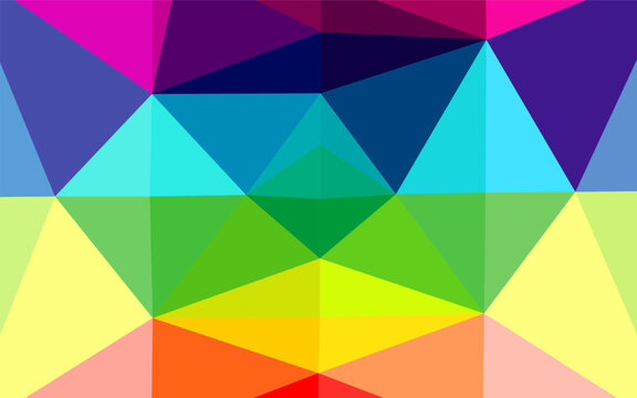 Light Multicolor, Rainbow vector shining triangular pattern. A sample with polygonal shapes. Brand new style for your business design.