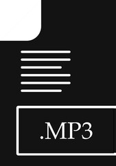 MP3  File format Icon Black fill with symbol