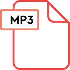 MP3 File format icon rounded shapes outline