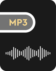 MP3 File icon black fill and download symbol