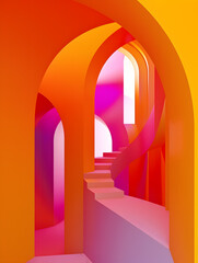 Fototapeta premium Chromatic Arch Stairway - Vivid Abstract Ascension