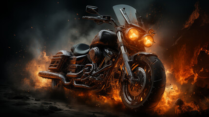 motorcycle on fire