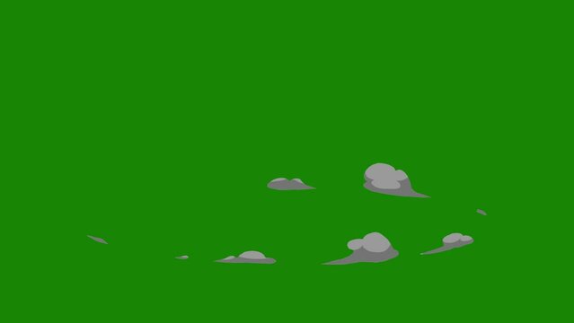 Cartoon Smoke Loop: Green Screen Animation with Key Color. 4K Video of Smoke Dust Animation