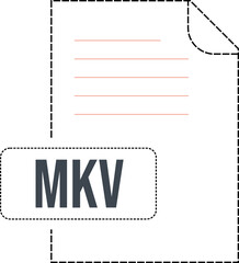 MKV  file format icon dashed outline