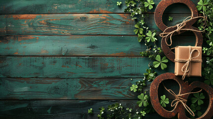 Background with rusty horseshoe clover leaves