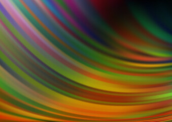 Obraz premium Dark Multicolor, Rainbow vector background with bent ribbons. Modern gradient abstract illustration with bandy lines. Textured wave pattern for backgrounds.