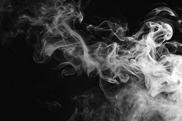 Abstract Smoke Art on Black Background with White Light Effect