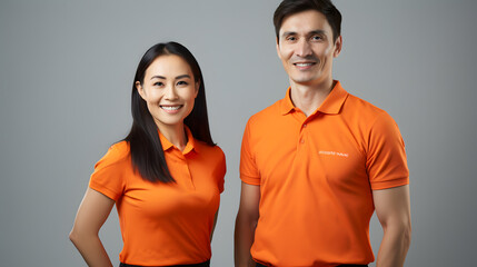 portrait of a couple wearing polo shirt