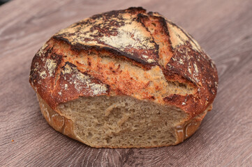 homemade bread in the kitchen on a wooden table 3