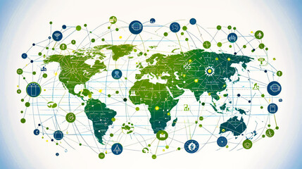 Global Map Illustration, World Connectivity and Travel, Business and Technology Concept