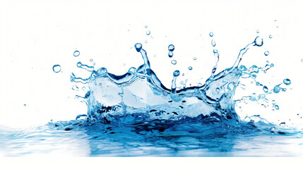 Blue water splash isolated on white background