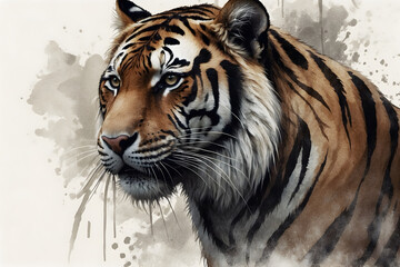 A watercolor clipart of a tiger with an amazing look