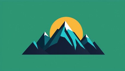 Abstract Illustration of a Mountain Logo in Flat Design Style