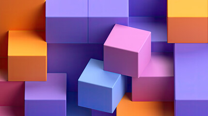  3d abstract  colorful cubes geometric background , technologies and environment
