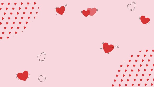 Happy Valentine's day heart cartoon scene motion seamless loop background video