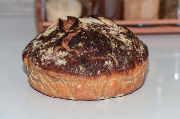 homemade bread in the kitchen on a white table 1