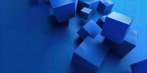 3d abstract  blue cubes geometric background , technologies and environment