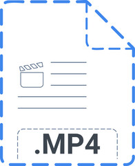 MP4  File Icon Cyan  dashed rounded  outline 