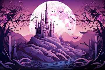 Fantasy castle paper cut background - obrazy, fototapety, plakaty