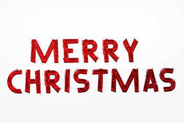 Fototapeta premium Merry christmas hand lettering calligraphy isolated on background. Vector holiday illustration element. Merry Christmas script calligraphy 