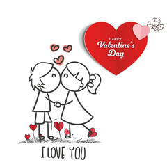 happy valentines day illustration post design